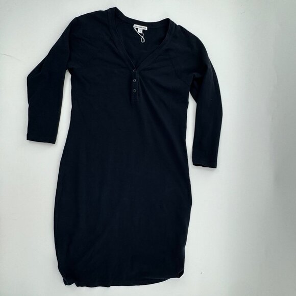 James Perse Standard Blue V-Neck Henley Dress Size 3 - Picture 3 of 9